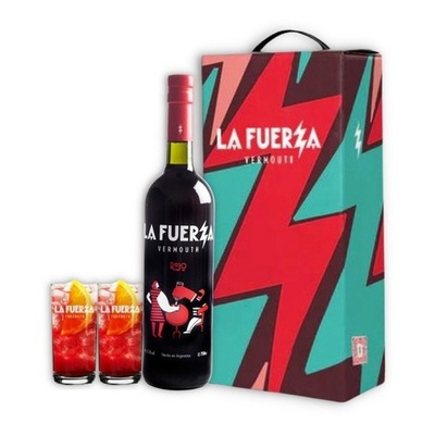 ESTUCHE VERMOUTH LA FUERZA ROJO X 750 CC + 2 VASOS