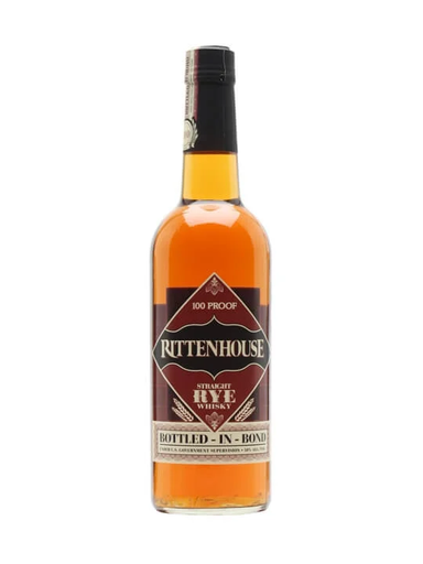 WHISKEY BOURBON RITTENHOUSE RYE BOTTLE IN BOND X 750 CC