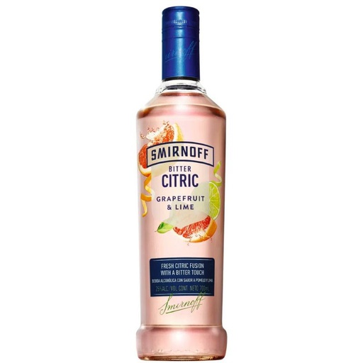 VODKA SMIRNOFF BITTER CITRIC POMELO Y LIMA X 700 CC